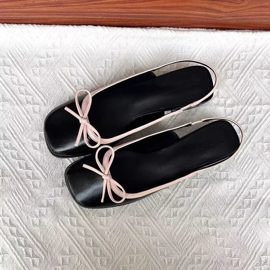 2023 Summer Women'S Flats Sliver Boat Shoes Square Toe Slip on Flat Shoes for Woman Ballet Flats Comfortable Bow Women'S Sandals